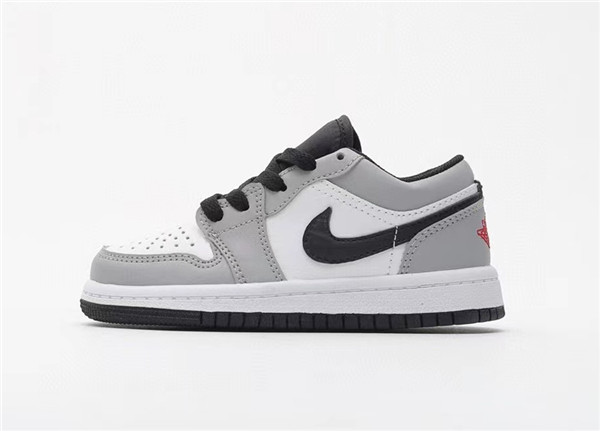 Youth Running Weapon Air Jordan 1 Gray/White Low Top Shoes 079